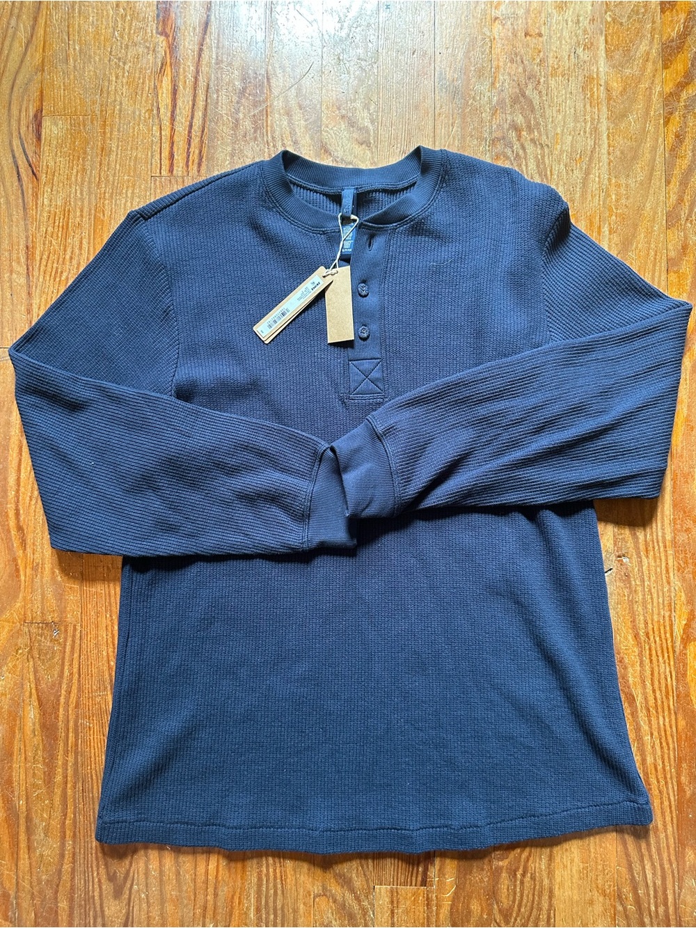 SKIMS Navy Long-Sleeve Henley Top